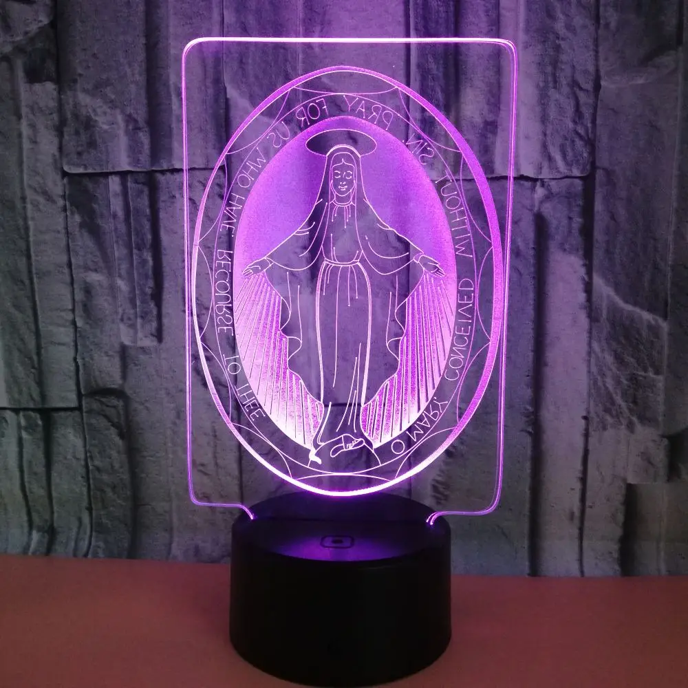 

VCity 3D Lamp Night Light Jesus Blessed Virgin Mary Christian Bible Crucifix 3D Led Lighting Bedside Lamp Lighting Pray Lights