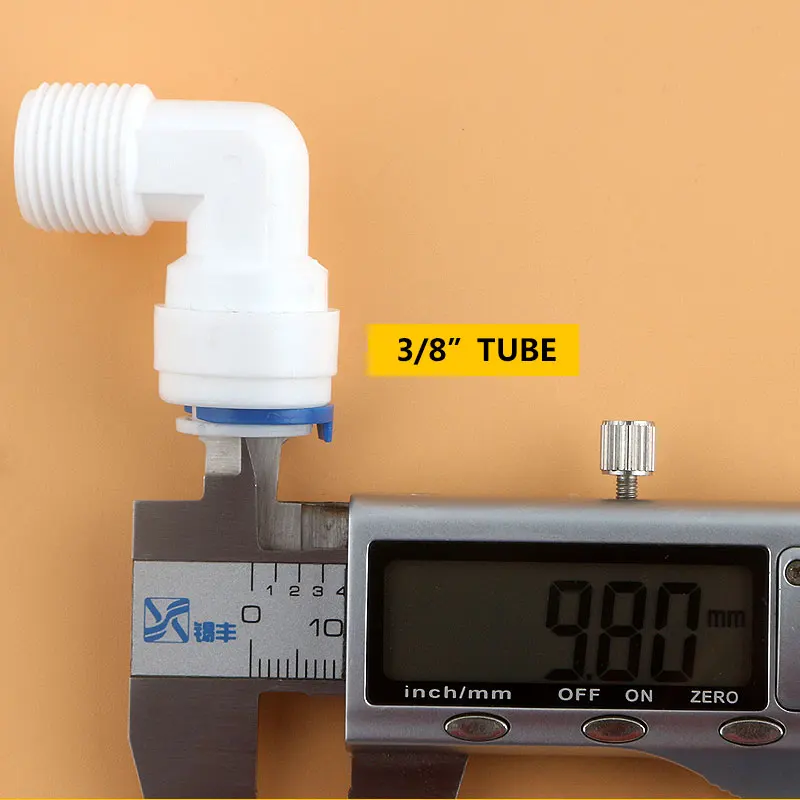 3/8" External thread to 3/8" Tube pipe Connection 4066 Elbow diameter 16MM Quick connection filter RO Water White fast joint