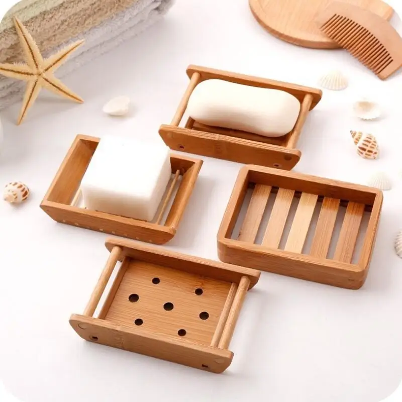 Bamboo Soap Holder Natural Soap Dish Storage Soap Rack Plate Box Container for Bath Shower Plate Bathroom LX8947