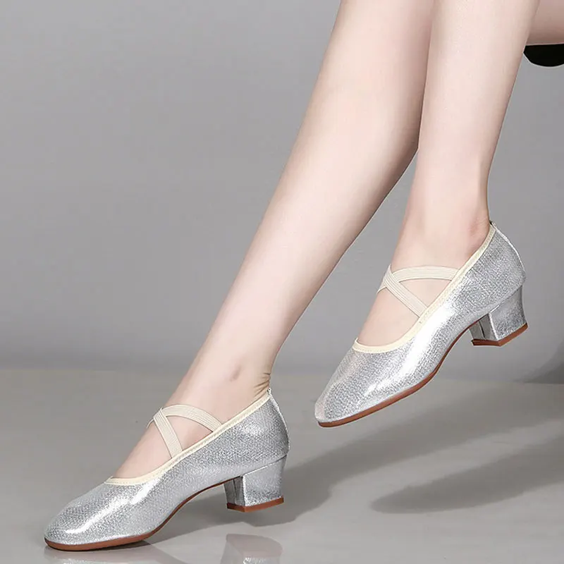 Chaussures de danse pour femmes, en toile PU, semelle souple, style décontracté, pour la salle de bal, le Jazz, le Tango