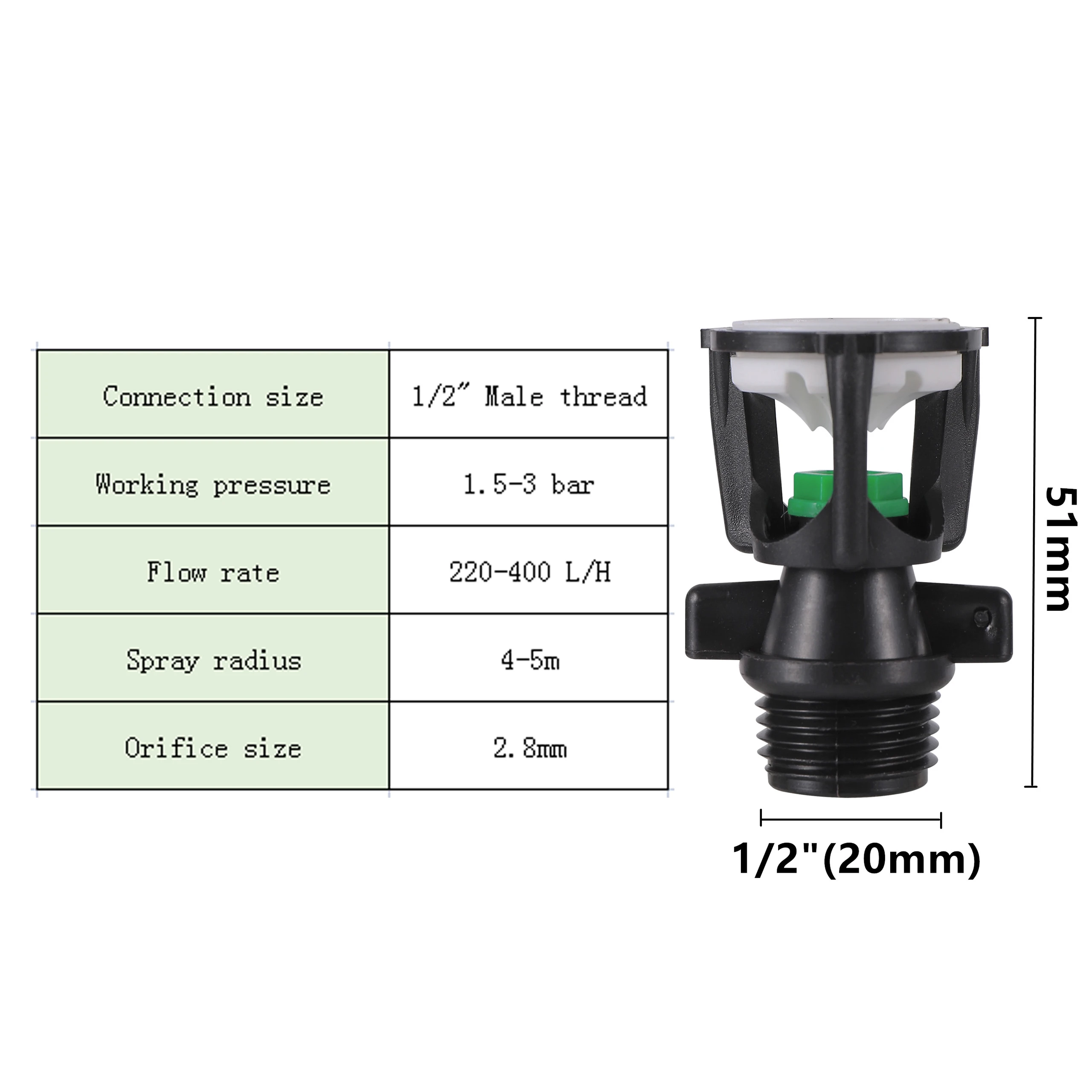 1/2" Male Thread Rotating Sprinklers Irrigation Water Spray Sprinkler Lawn 360° Rotary Watering Nozzles garden watering system