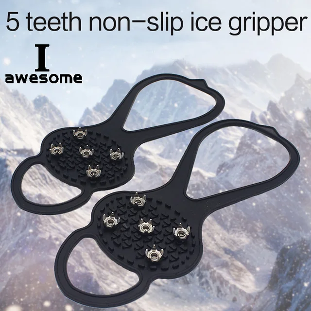 5 zęby Ice Gripper na buty kobiety mężczyźni raki Ice Gripper Spike Grips knagi na śnieg szpilki antypoślizgowe wspinaczka piesze wycieczki okładki