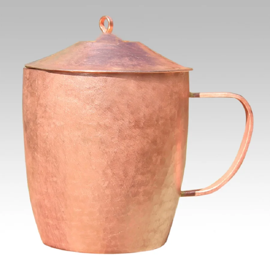 

Pure Copper Cup Mug with Lid Milk Tea Container Thick Handmade Prevention of Vitiligo Purple Handle