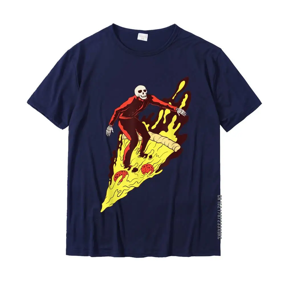 Pizza Hell Skeleton Surfing Fast Food Riding T-Shirt Tops & Tees Funny Classic Cotton Men's Tshirts Party