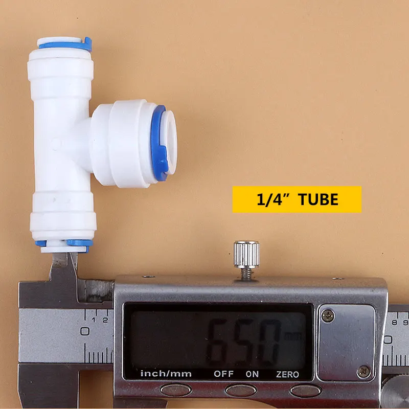 1/4 "3/8" 1/4 "เส้นผ่าศูนย์กลางท่อช้าง6.5MM9.5MM 3 Way Teeเชื่อมต่ออย่างรวดเร็วPush FitระบบROน้ำ232อุปกรณ์T Tipy Fast Joint