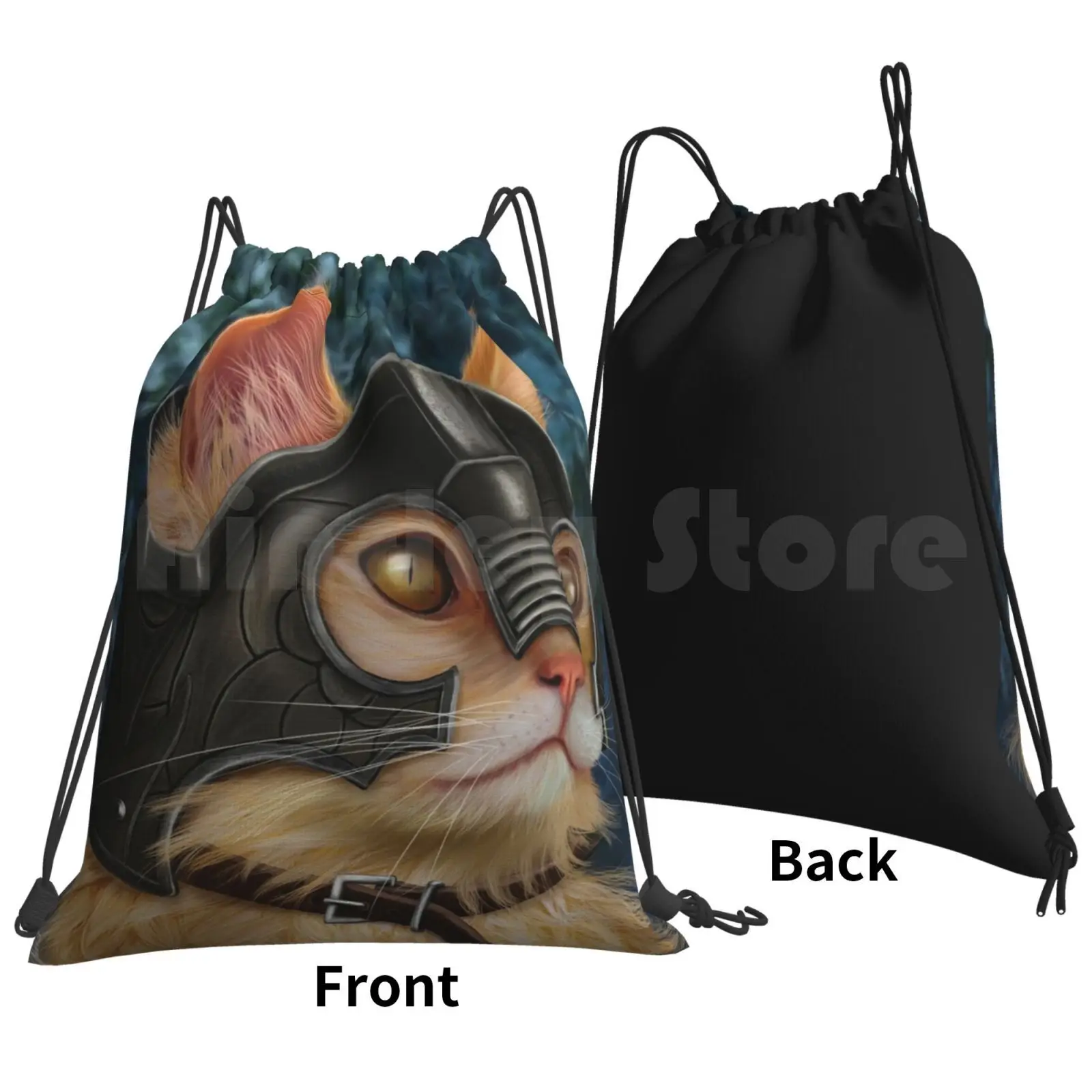 Cat Backpack Drawstring Bags Gym Bag Waterproof Cool Battle Cats Vintage Historical Costume Fantasy Kitten Magic Cat In