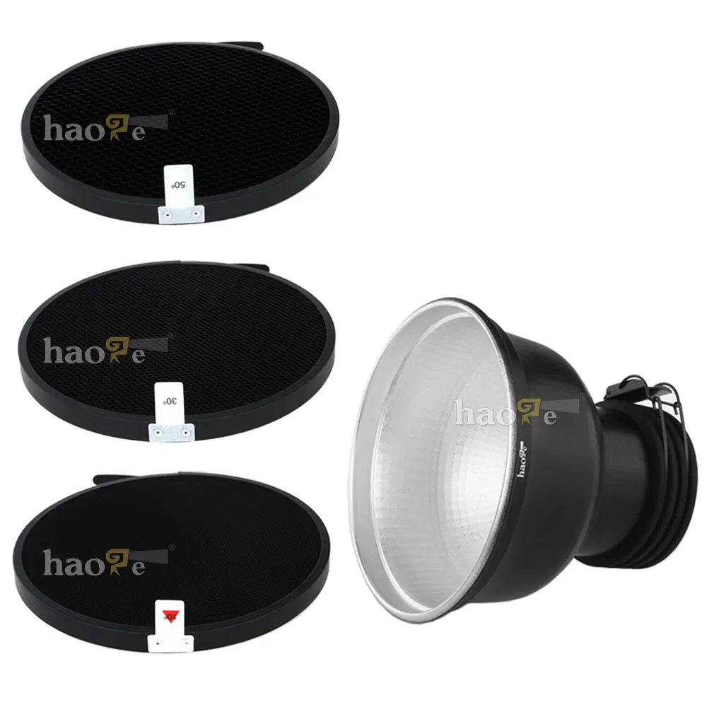 Haoge Zoom Reflector 2 with 10°/30°/50° Honeycomb Grids set for Profoto ProHead and Acute Head