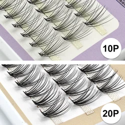 GLAMLASH Premade Volume Fans Eyelash Extension Natural Faux Mink Eyelashes Individual 10D/20D Cluster False Lashes Makeup