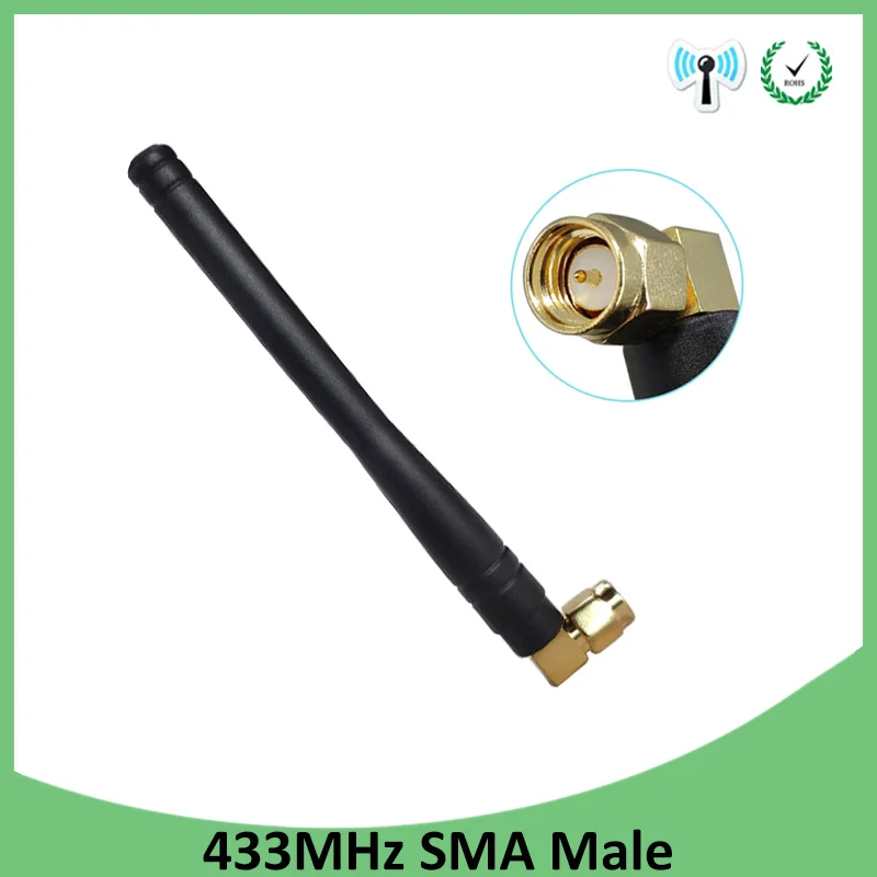 GRANDWISDOM 1-2pcs 433mhz antenna 3dbi sma male lora antene pbx iot module lorawan signal receiver antena high gain