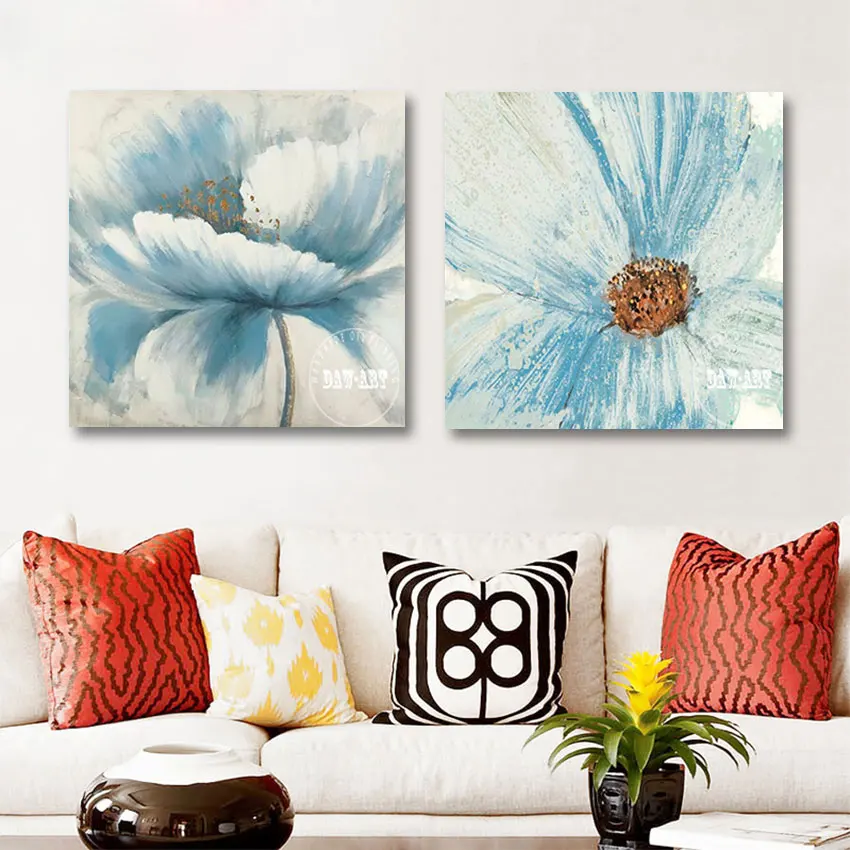 

Abstract Style Blue Flowers Art Wall 2PCS Acrylic Natural Landscape Oil Paintings Canvas Unframed Wholesale Of 3D Picture Decor