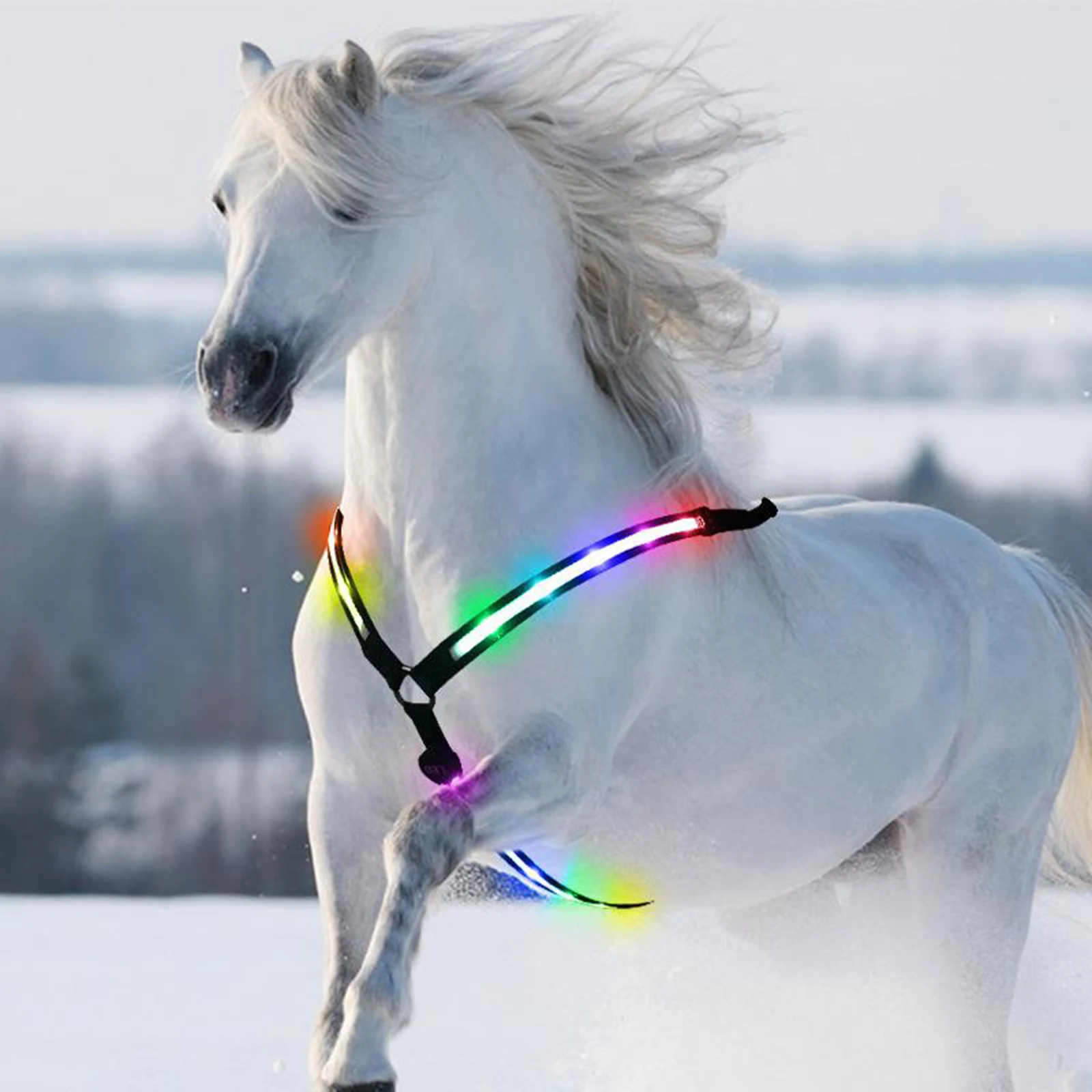 LED Horse Breastplate Collar Safety Reflective Equestrian Breast Collar Straps Horse LED Chest Breastplate Collar