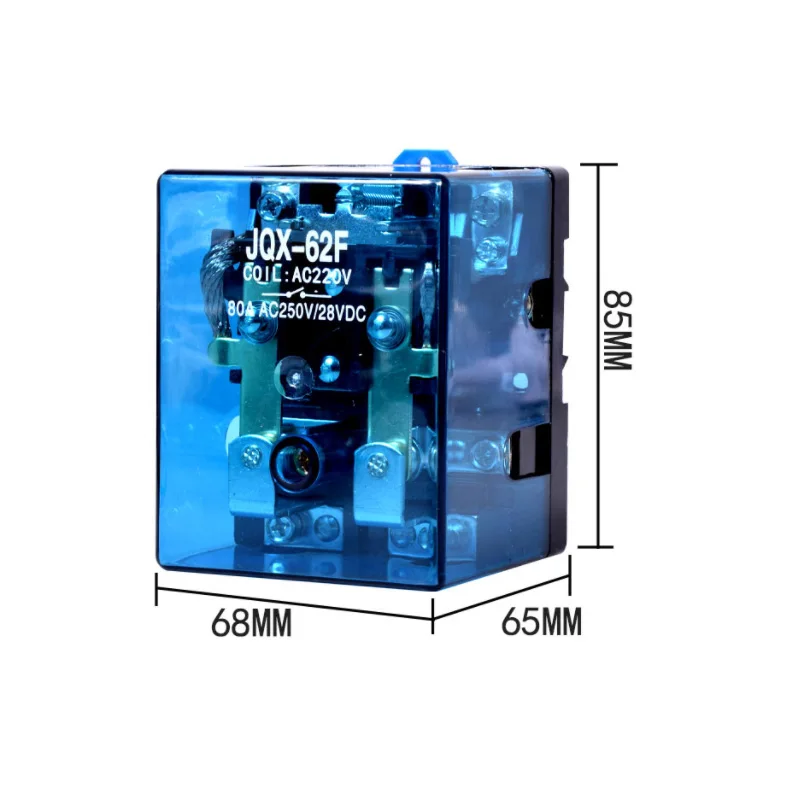 High Power Intermediate Relay AC 220V DC 12V24V With Base 380V Electromagnetic JQX-62F-2Z