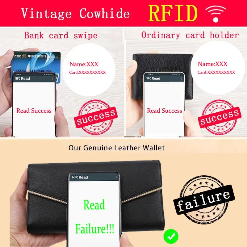 Fashion Luxury Design Genuine Leather Wallet for Woman RFID Blocking Trifold Long Cluth Multi Card Holder Organizer Ladies Purse