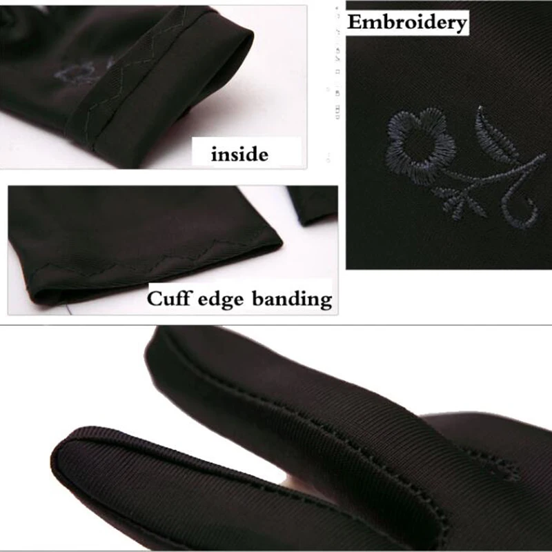 Women Embroidery Summer Driving Gloves Thin Blocking Ultraviolet Sunscreen High Elastic Performance Dance Etiquette Gloves