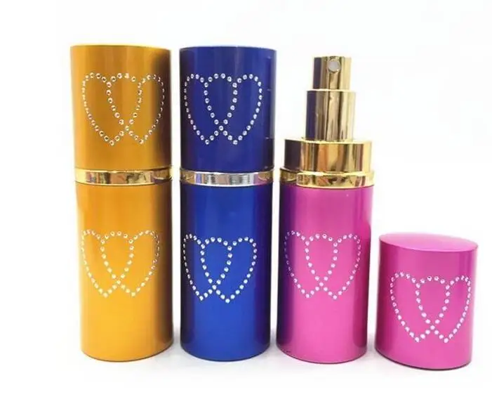 

50ML Mini Portable Aluminum Refillable Heart Perfume Bottle With Spray Empty Cosmetic Containers With Atomizer For Traveler