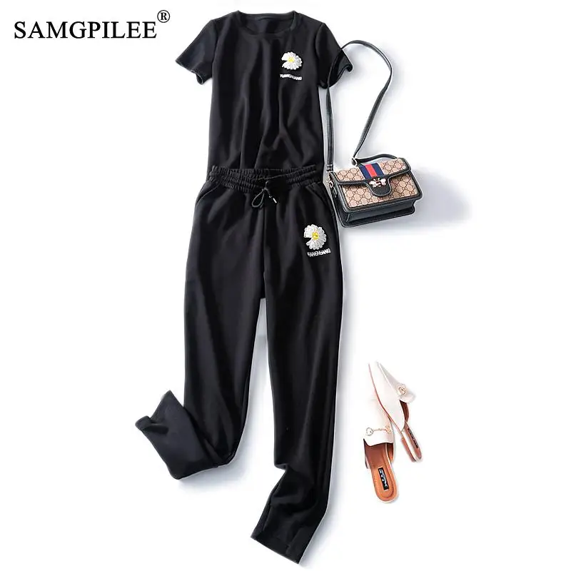 

Women 2 Piece Summer Sets Short Casual Pullover O-neck Elastic Waist Ankle-length Floral Womens Clothing Sets Two Pieces 4xl