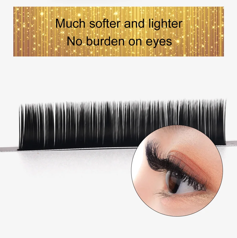 NEWCOME Flat Ellipse Eyelashes Extension 0.10 0.15 0.20mm Matte Flat Lashes Split Tips Ellipse Shaped False Individual Eyelashes