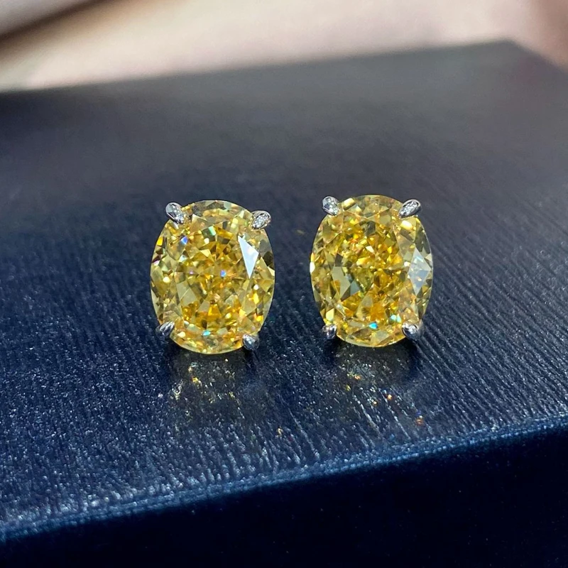 CAOSHI Dainty Female Stud Earrings with Shiny Yellow Crystal CZ Temperament Women Accessories for Party Luxury Lady Jewelry Gift