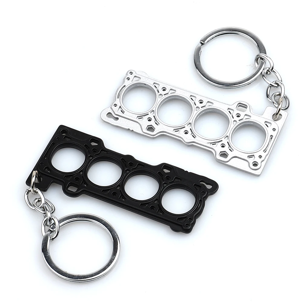 Car Modification Keychain Turbo Four Cylinder Head Engine Gasket Model Key Ring For Honda Civic