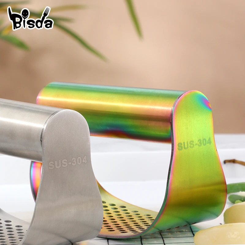 1 Pcs Stainless Steel Garlic Crusher Gold Manual Garlic Press Rocker Ginger Press Squeezer Can Opener Kitchen Tools