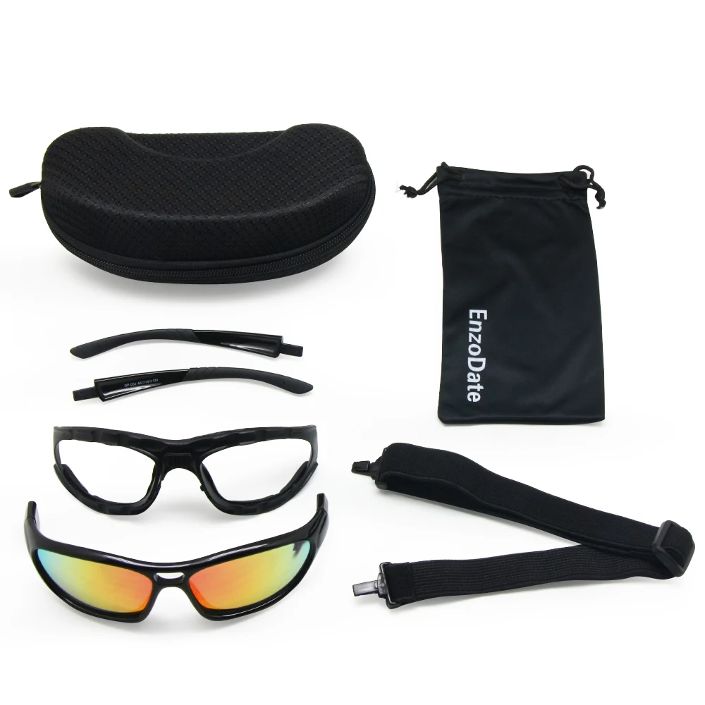 Motorcycle Goggles Polarized Clear 2 Pairs Day Night, Cycling Sunglasses Temples Strap Interchangeable, Helmet Glasses