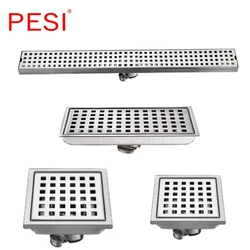 304 Stainless Steel 50/30/15/11cm Linear Anti-odor Long Floor Drain Bathroom Invisible Shower Floor Drain Wholesale Brushed