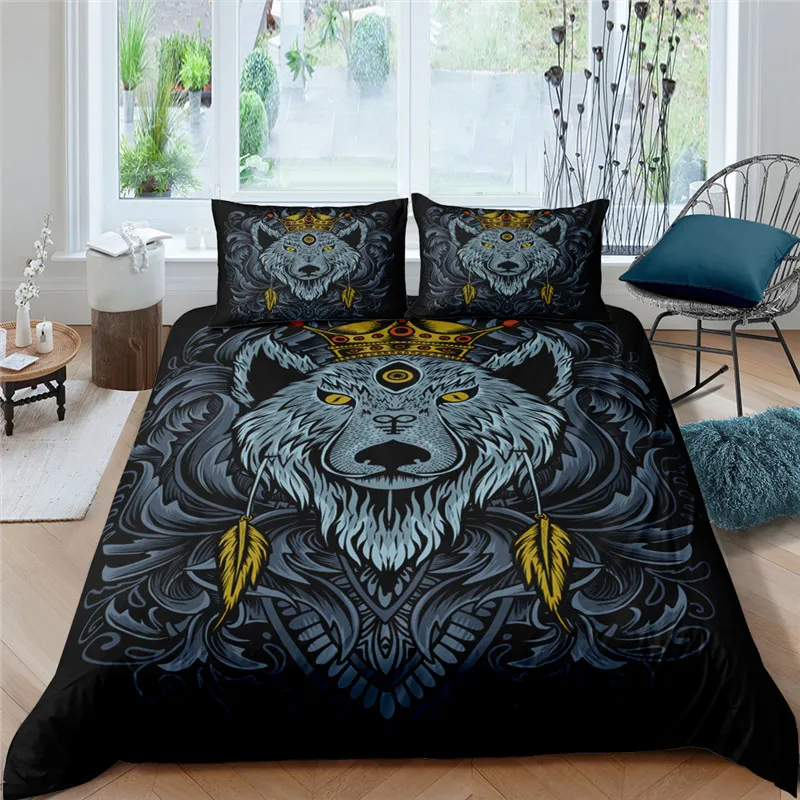 

Home Living Luxury 3D Wolf Bedding Set Comfortable Duvet Cover Set Kids Bedding Set Queen and King EU/US/AU/UK Size