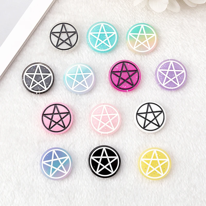 10Pcs Halloween Party Charms Punk Crafts Glitter Flatback Resin Star Moon Witches Jewelry Findings For Necklace Pendant