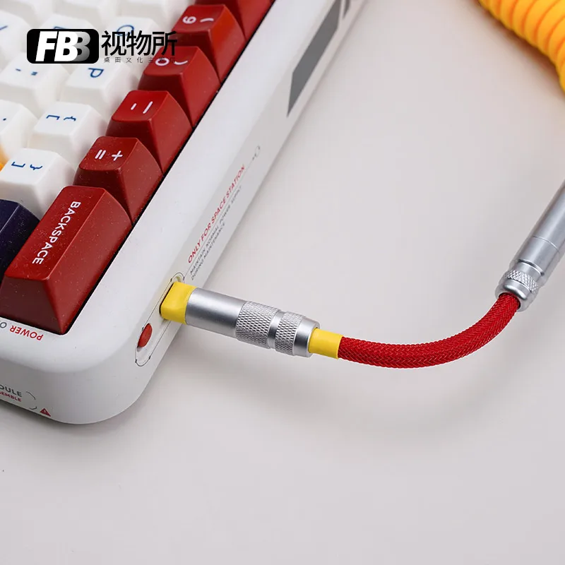 FBB Cables Red and Yellow No. 2 Computer Customized Data Line Keyboard Line Manual Custom Spiral Line Titok DIY Keycap Line