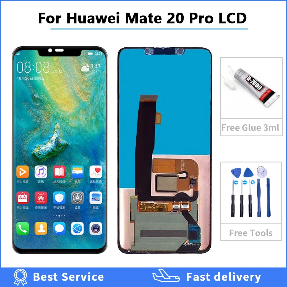 Super AMOLED Display For Huawei Mate 20 Pro LCD Display Touch Screen Digitizer Assembly Repair With fingerprint 6.39\'\' LCD OEM