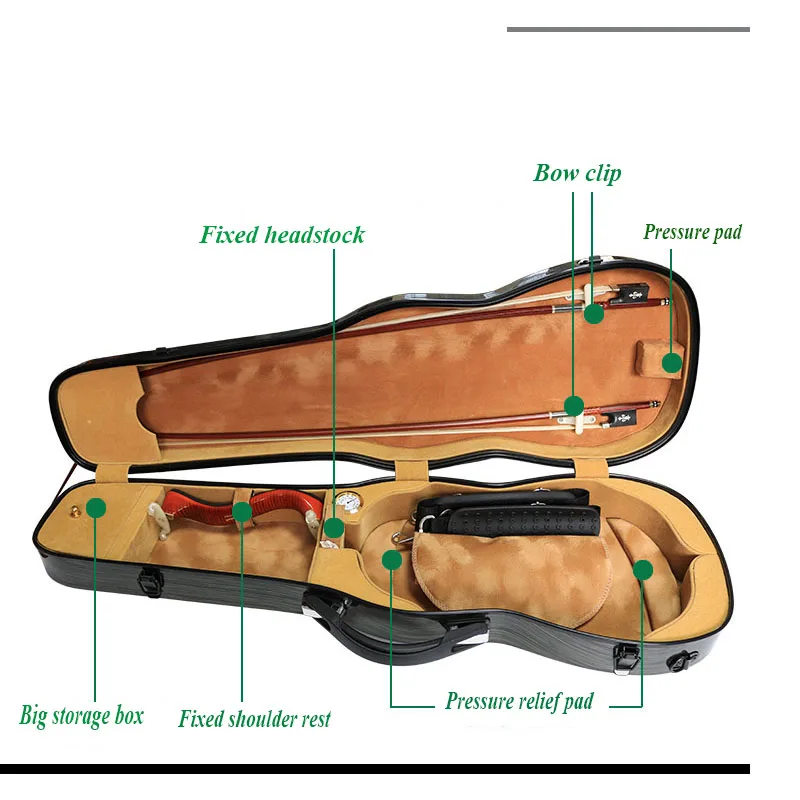 Imagem -06 - Carbon Fiber Violino Triangle Box Case com Higrômetro Fastshipping