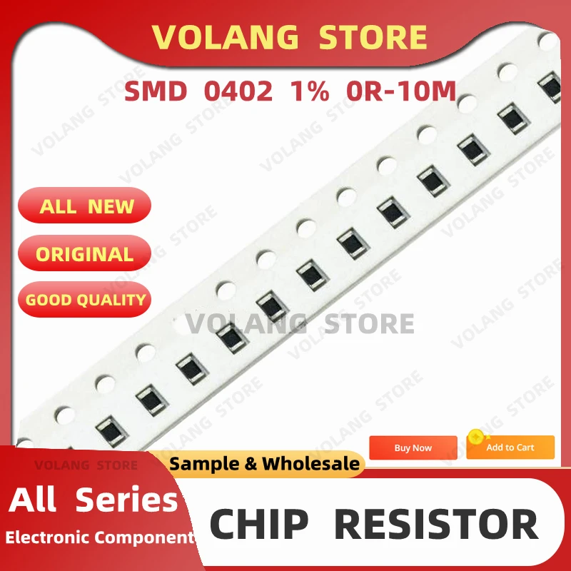 100pcs 1% SMD 0402 Resistor 0R ~ 10M 1/16W 0 0.1 1 10 22 100 150 220 330 Ohm 1K 2.2K 4.7K 10K 100K 1R 10R 100R 150R 220R 680R 1M