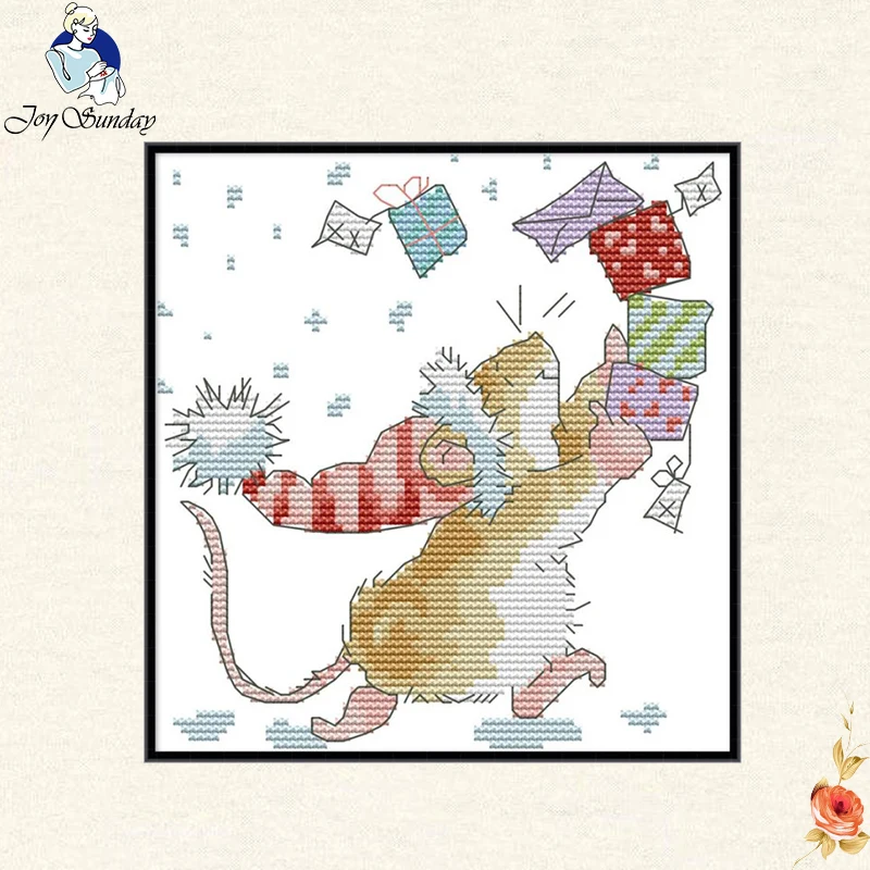 Gioia Domenica Carino little mouse Punto Croce Di Natale Modelli 14CT 11CT Contati ricamo set Cucito kit punto croce