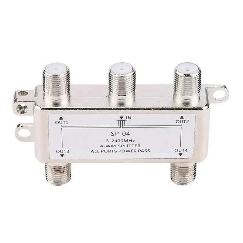 5-2400MHz 4 Way Digital Coax Cable Splitter 4 Channel Satellite/Antenna TV Signal Distributor Receiver for SATV/CATV