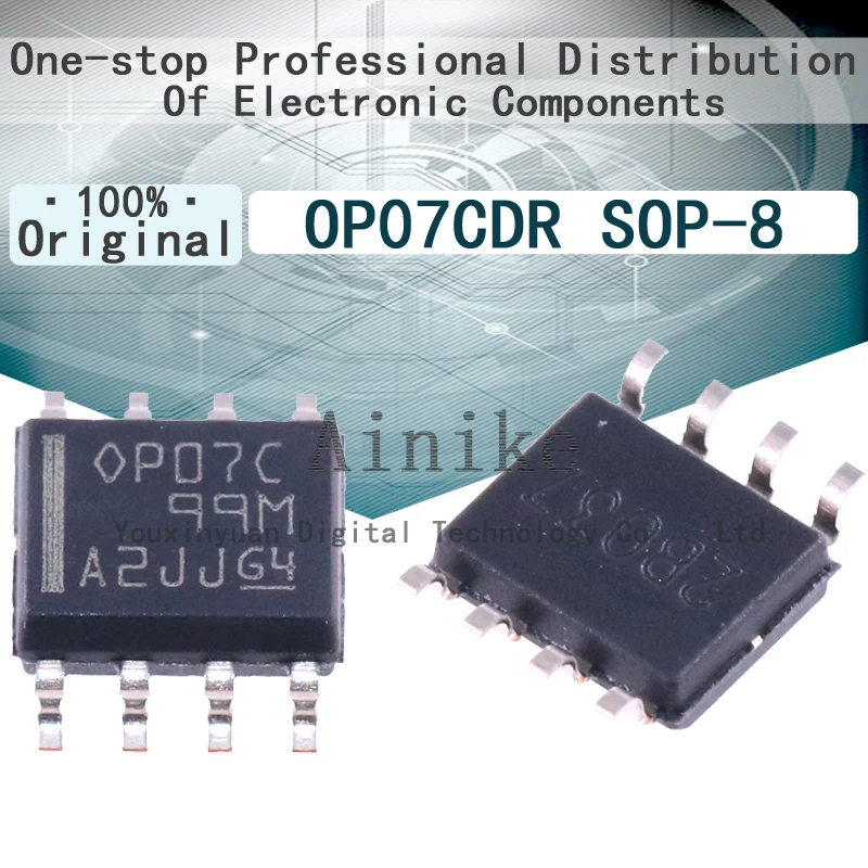 10/pces original novo op07 op07c op07cdr sop-8 op amp baixo ruído bipolar op amp ic chip SOIC-8