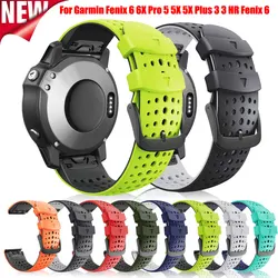 Silicone Replacement Strap for Garmin Fenix 6 6X 6X Pro 5 5X Plus 3 3 HR Forerunner 935 Porous Anti-sweat Wristband Band 22 26mm