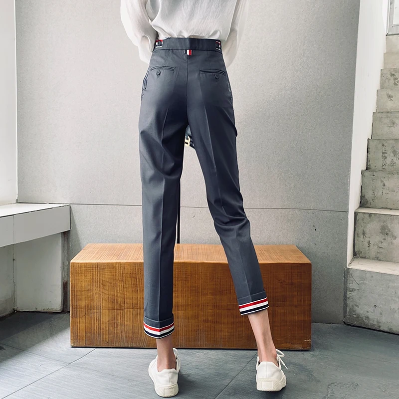 

New Summer Office Lady Casual Gray Suit Pants Female Classic Black Nine-point Pants Women Streetwear Trendy Straight-leg Pants