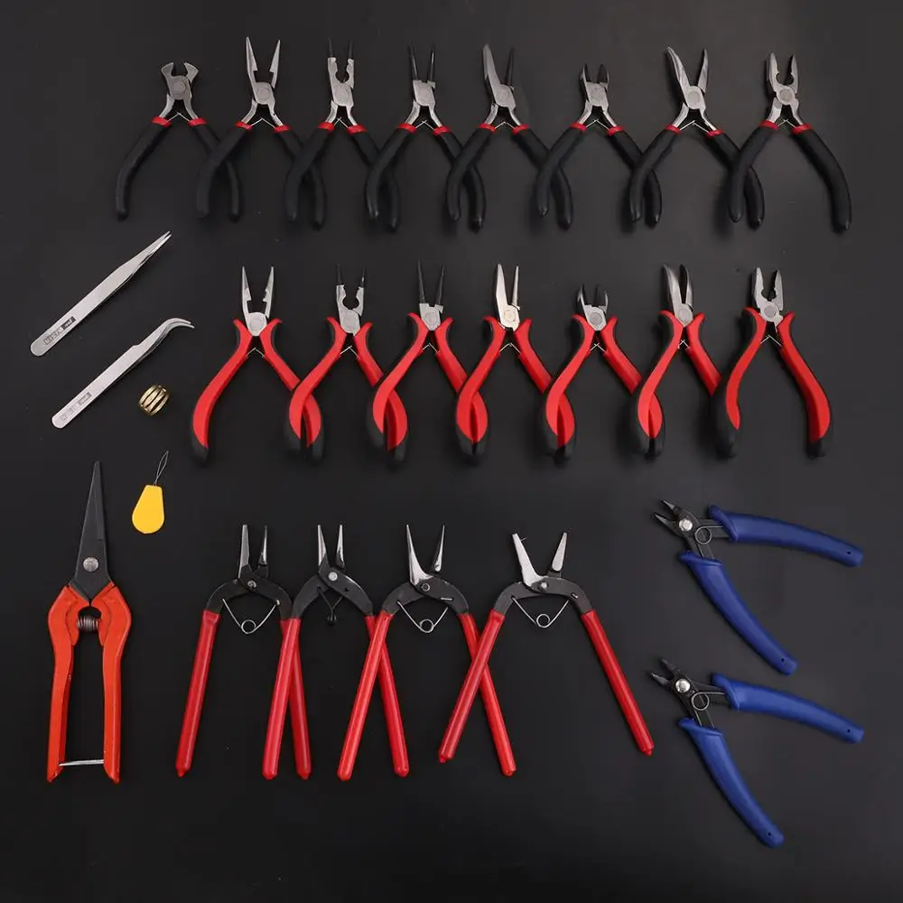 Mini Pliers Tools Set for Jewelry Making Beading round Flat Long Needle Nose Cutting Wire Complete Beading Jewelry Equipment Kit