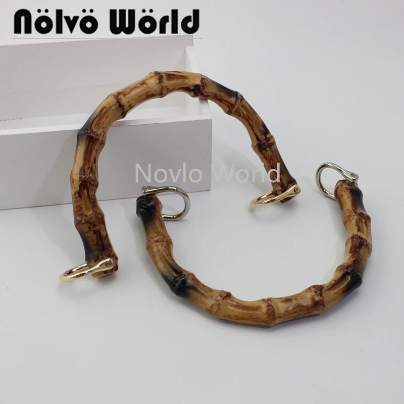 4-10 pieces,5 colors buckles 12*9.5cm imitation amber bamboo purse handle with detachable buckles for replacement