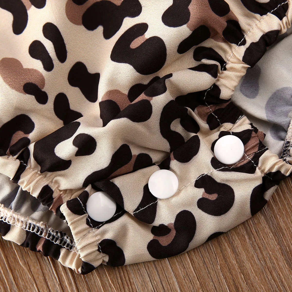 Newborn Baby Girl Two-piece Outfit Clothes Leopard Ruffle Summer Cute Romper Casual Buttons Jumpsuit for 0-24M Baby Clothing