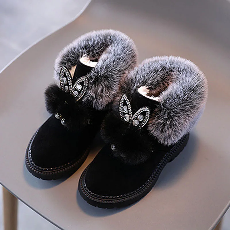 New Winter Kids Boots Girls Snow Boots Fashion Toddler Baby Cotton-padded Shoes for Princess Thicken Warm Children Boots CSH970