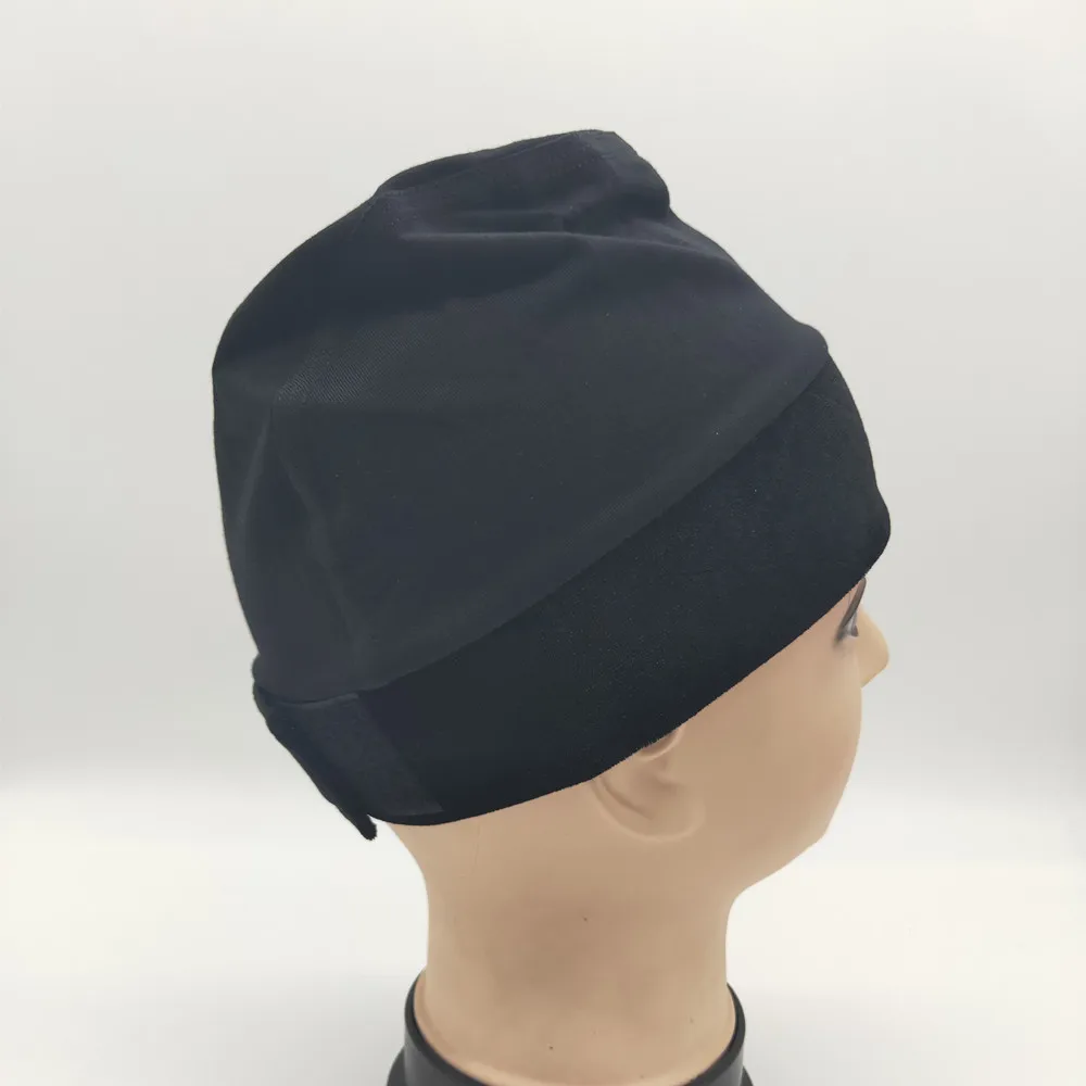 Gorra de pinza de Peluca de color negro con diadema de terciopelo alrededor, gorras de peluca cómodas y elásticas