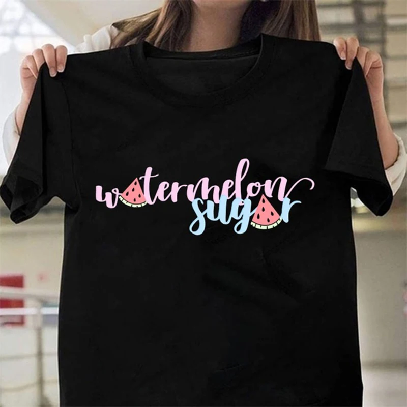 

T-shirt Women Tops Letter Watermelon Sugar Graphics Funny T-shirt Round Neck Shirt Casual All-match Tshirt Tee,dropshipping