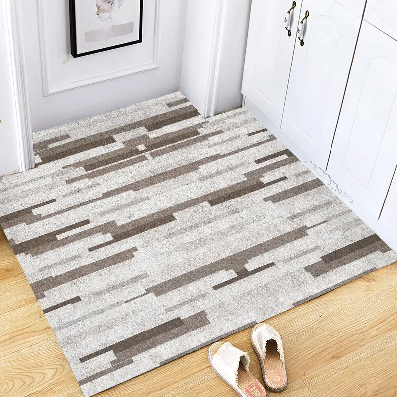 Nordic Stripe Door Mat Carpet Non-slip Mud Scraping Dust Removal Mat Carpet Living Room Indoor Silk Loop Cut Home Floor Doormats