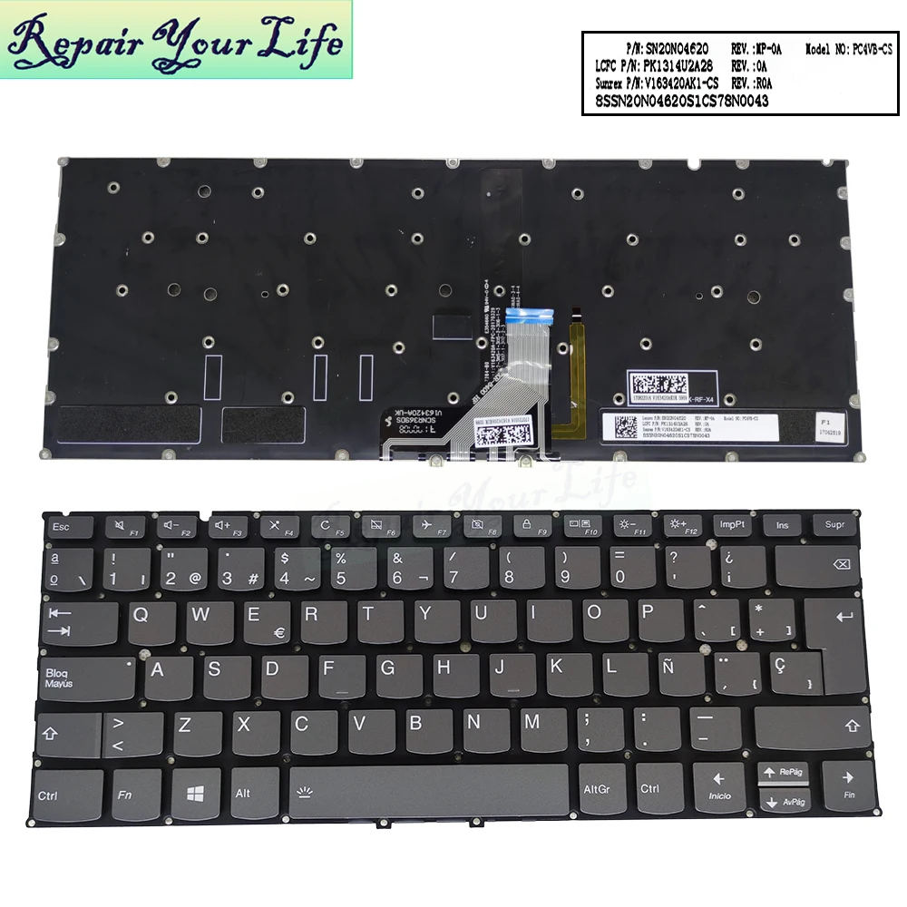 Imagem -06 - Teclado Portátil Espanhol Teclado para Lenovo Yoga 920 13ikb 201313 Wireless com Luz de Fundo e Iluminação