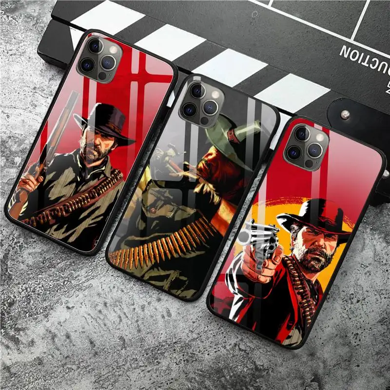 Red Dead Redemption 2 Phone Case Tempered Glass For iPhone 12 11 Pro XR XS MAX 8 X 7 6S 6 Plus SE 2020 12 Pro Max Mini case