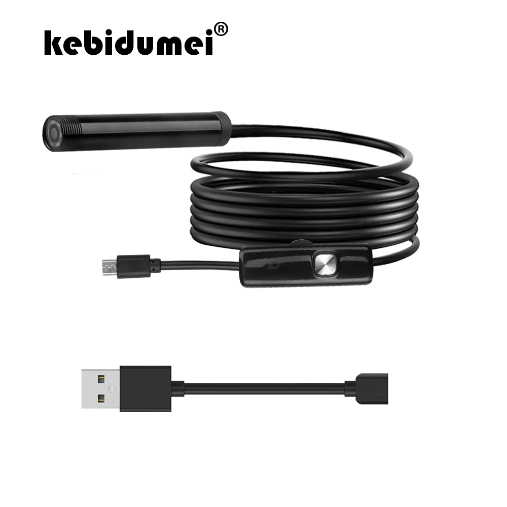 kebidumei 720P HD Borescope Snake Inspection Tube Video Camera Adapt 7mm Mini USB Endoscope Waterproof For Smart Phone