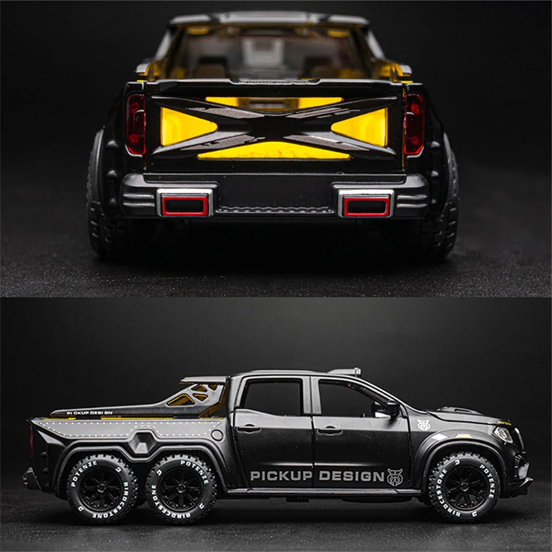 1:28 X-Class 6*6 Wheel Alloy Pickup Car Model Diecast & Toy Metal Off-road Vehicles Car Model High Simulation Childrens Toy Gift