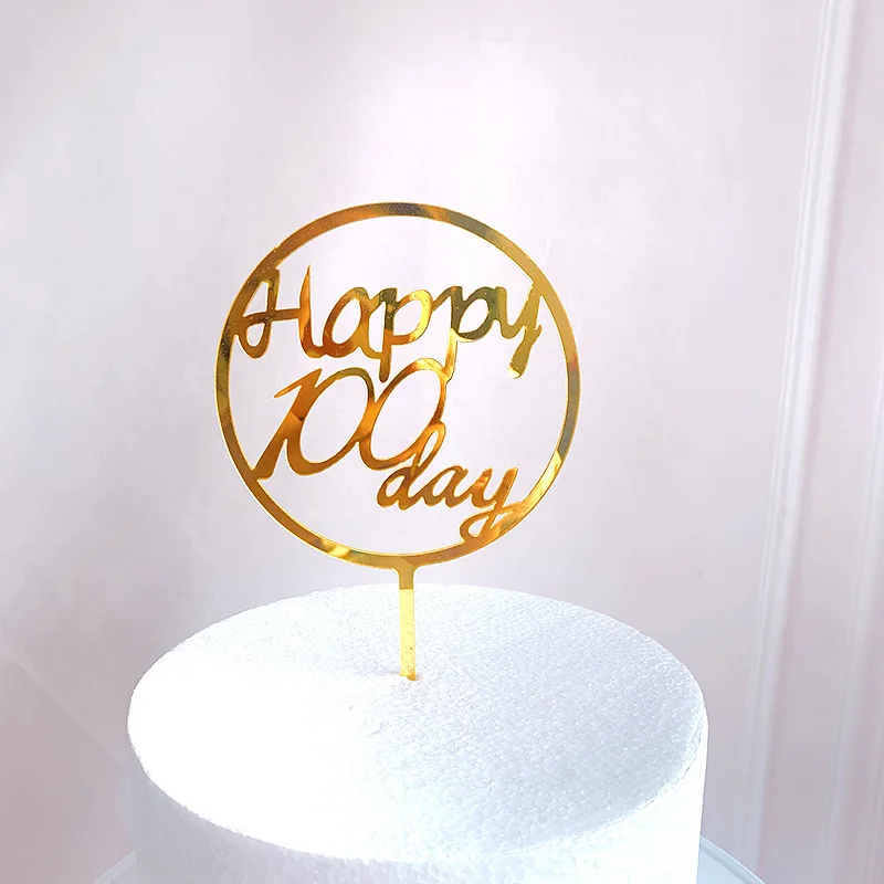 Gold Silber Alles Gute zum Geburtstag Kuchen Topper Acryl Klassische Geburtstag Cupcake Topper Dessert Dekoration für Baby Dusche Kuchen Liefert – Detail 8