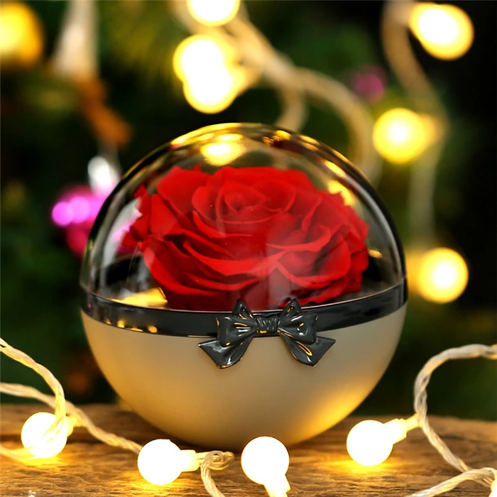 

Preserved Eternal Flowers Cute Key Link Real Rose Ball Freshening Rose Flower Christmas Valentine's Day Wedding Gifts Decoration